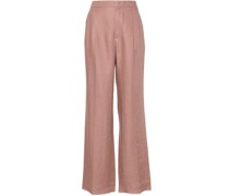 pleat-detail linen trousers