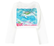 Cropped-Sweatshirt mit Print