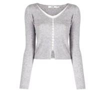 Gerippter Cardigan mit V-Ausschnitt