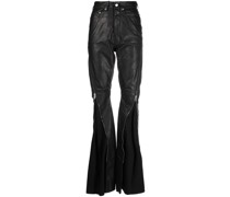 zip-detailed flared trousers