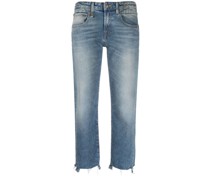Cropped-Jeans mit Fransensaum