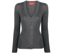 Gerippter Cardigan mit V-Ausschnitt