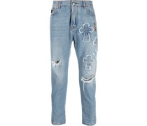 Gerippte Cropped-Jeans