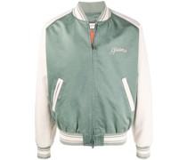 logo zipped bomber jacket