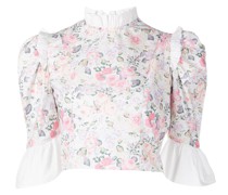 Florale Bluse mit Rüschenkragen