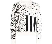 Intarsien-Pullover mit Leopardenmuster