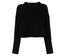 Gerippter Cropped-Pullover