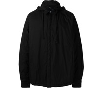 drawstring-hooded zipped-up jacket