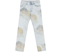 Mid-Rise-Jeans mit Engel-Print