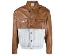 Jeansjacke mit Ledereinsatz