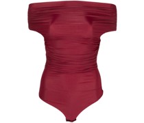 Schulterfreier Body mit Raffungen