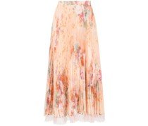 Plissierter Midirock mit Blumen-Print