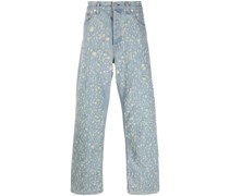 distressed-finish loose jeans
