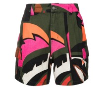 Cargo-Shorts mit Blatt-Print