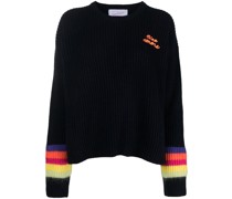 logo-embroidered striped ribbed Pullover
