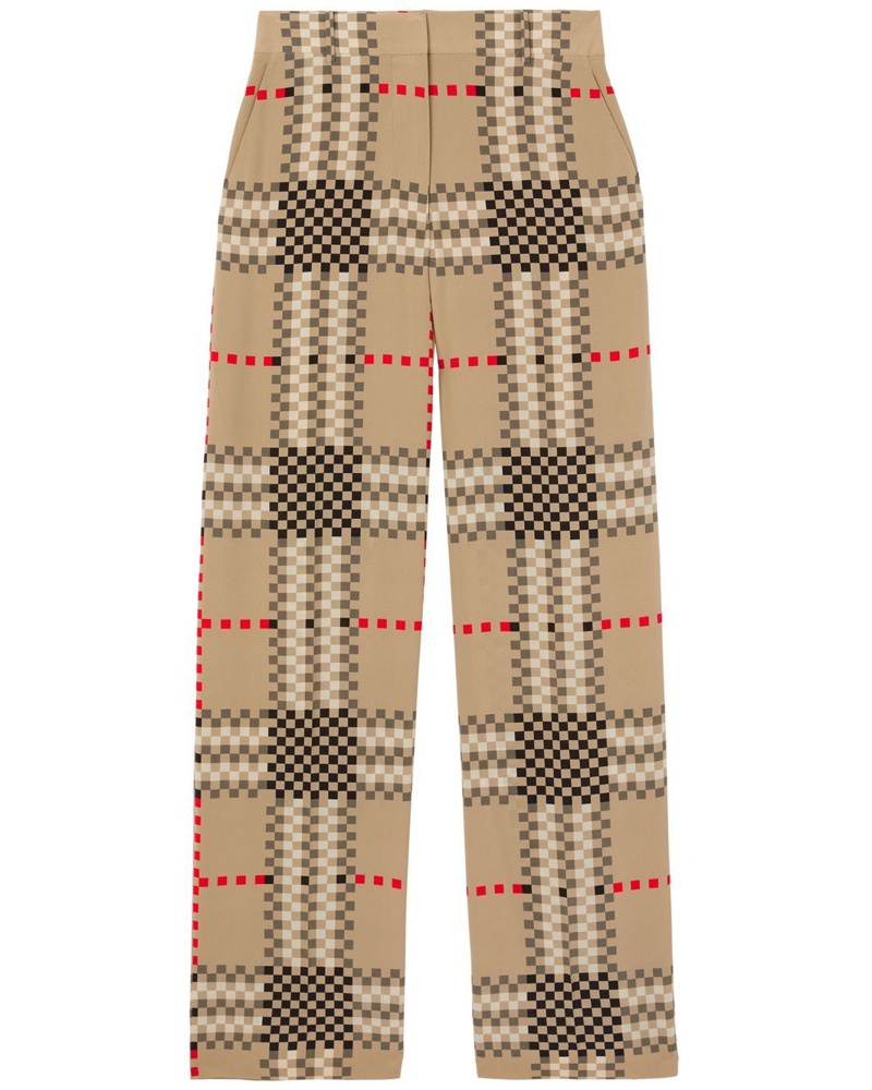 Burberry Damen Weite Hose mit Pixel-Check
