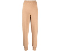 elasticated-waist ribbed-knit track pants