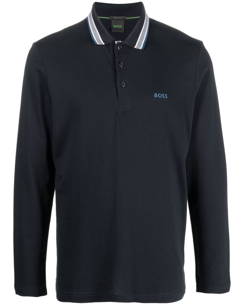 HUGO BOSS Damen Poloshirt mit langen Ärmeln