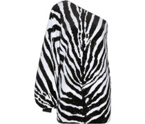 One-Shoulder-Kleid mit Zebra-Print