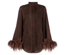 feather-trim detail blouse