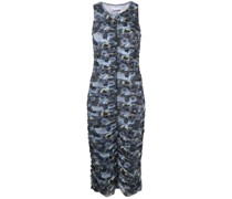 Gerafftes Midikleid mit Blumen-Print
