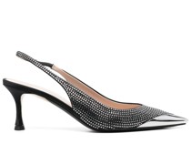 Slingback-Pumps mit Kristallen