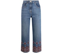 Cropped-Jeans mit Perlen