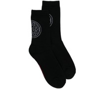 Zweifarbige Intarsienstrick-Socken
