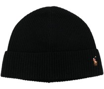 Gerippte Strickmütze mit Logo