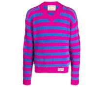 Gestreifter Pullover mit V-Ausschnitt