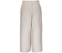 Cropped-Leinenhose mit weitem Bein