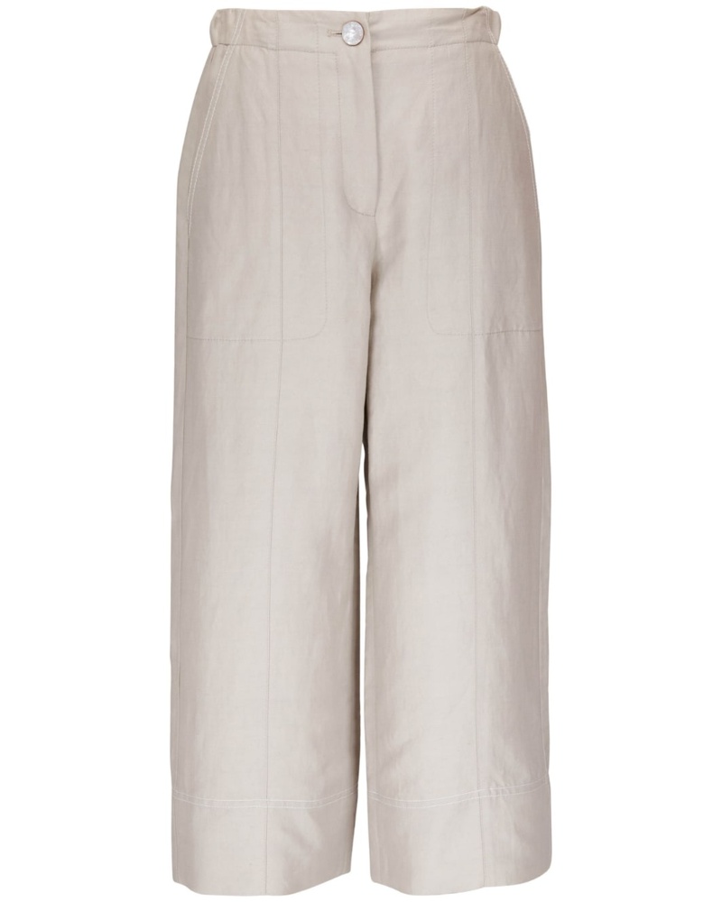 AGNONA Damen Cropped-Leinenhose mit weitem Bein