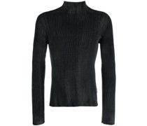 Gerippter Pullover mit Stehkragen