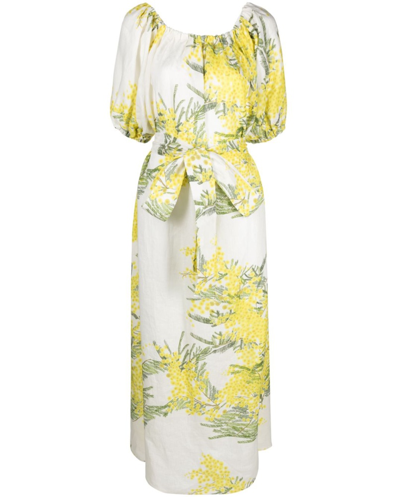 BERNADETTE Damen Leinenkleid mit Blumen-Print