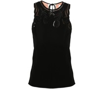 corded-lace sleeveless blouse