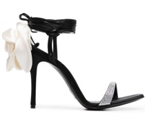 Sandalen aus Satin mit Rose 105mm