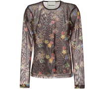 Mesh-Oberteil mit Blumen-Print