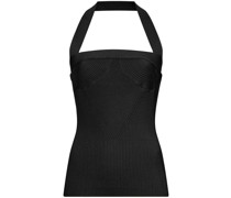 ribbed-knit halterneck top
