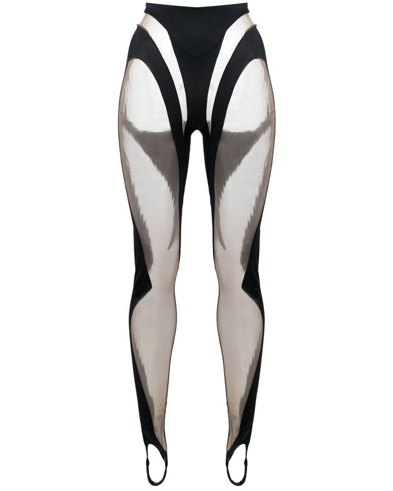 Thierry Mugler Damen Leggings mit transparenten Einsätzen