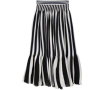 pleated striped midi skirt