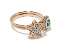 18kt Rotgoldring mit Diamanten