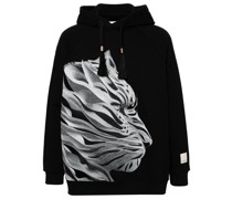 panther-print cotton hoodie