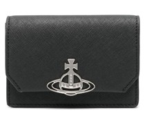 Orb-motif leather wallet