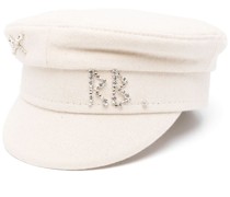 crystal-embellished baker boy cap