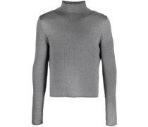 Gerippter Pullover mit Stehkragen