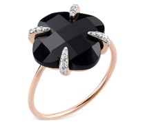 18kt Victoria Rotgoldring mit Diamant und Onyx