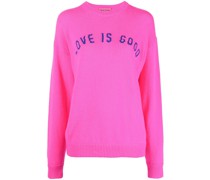 Intarsien-Pullover mit Slogan