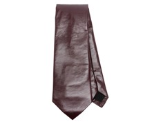 cracked-effect leather tie