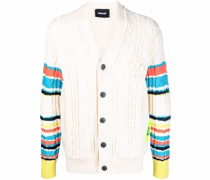 Gestreifter Cardigan mit Zopfmuster