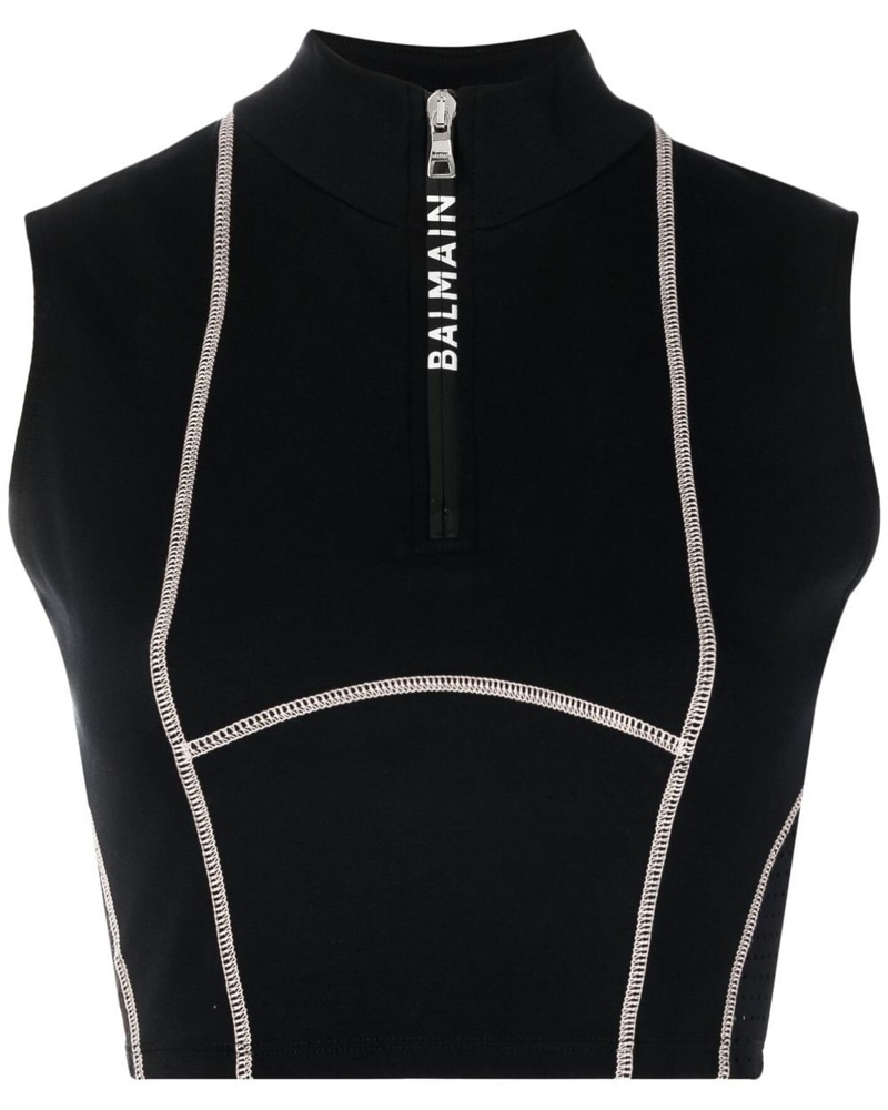 Balmain Damen Cropped-Top mit Logo-Print